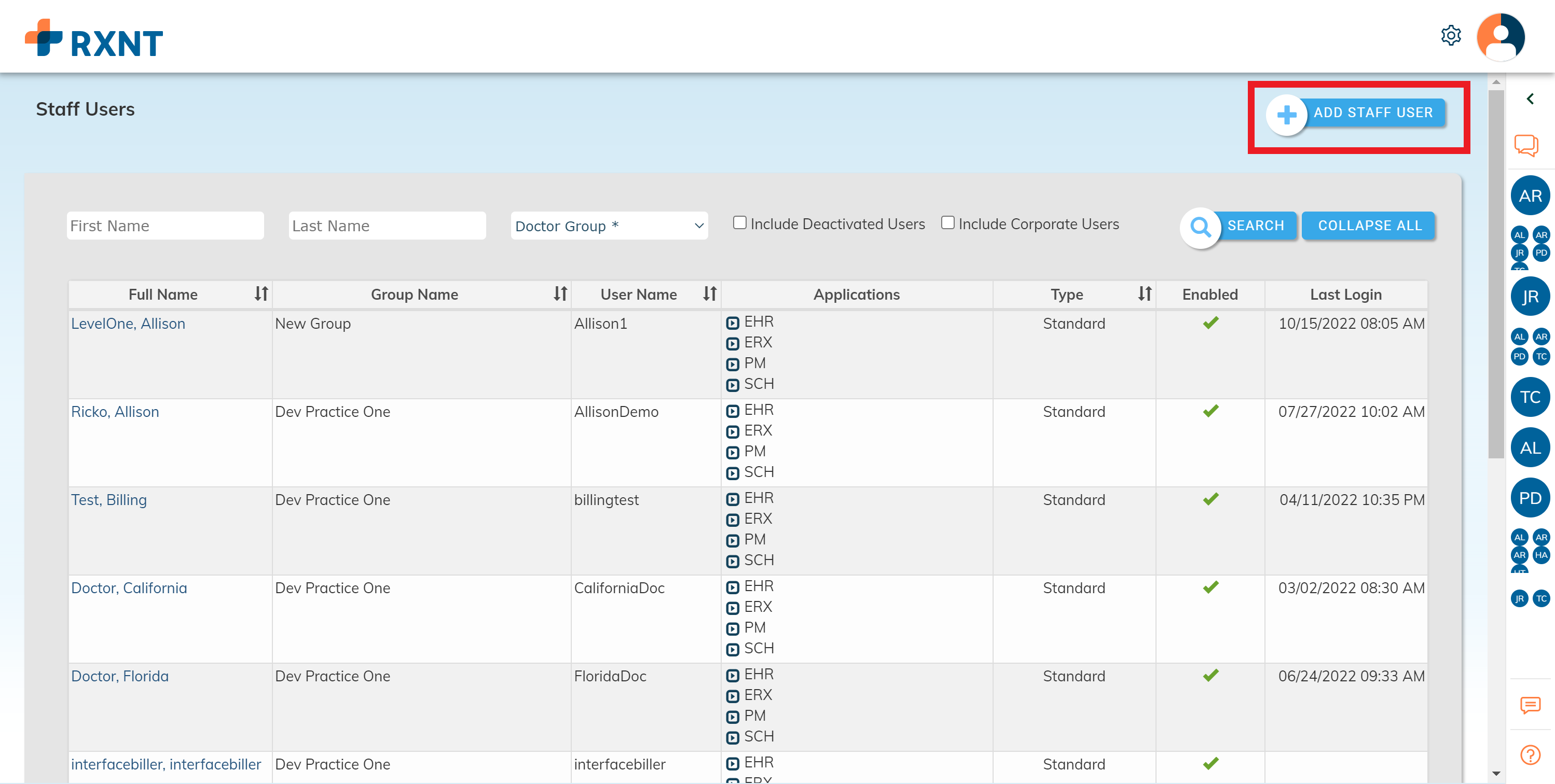 Manage Staff – RXNT Client Resolution Center