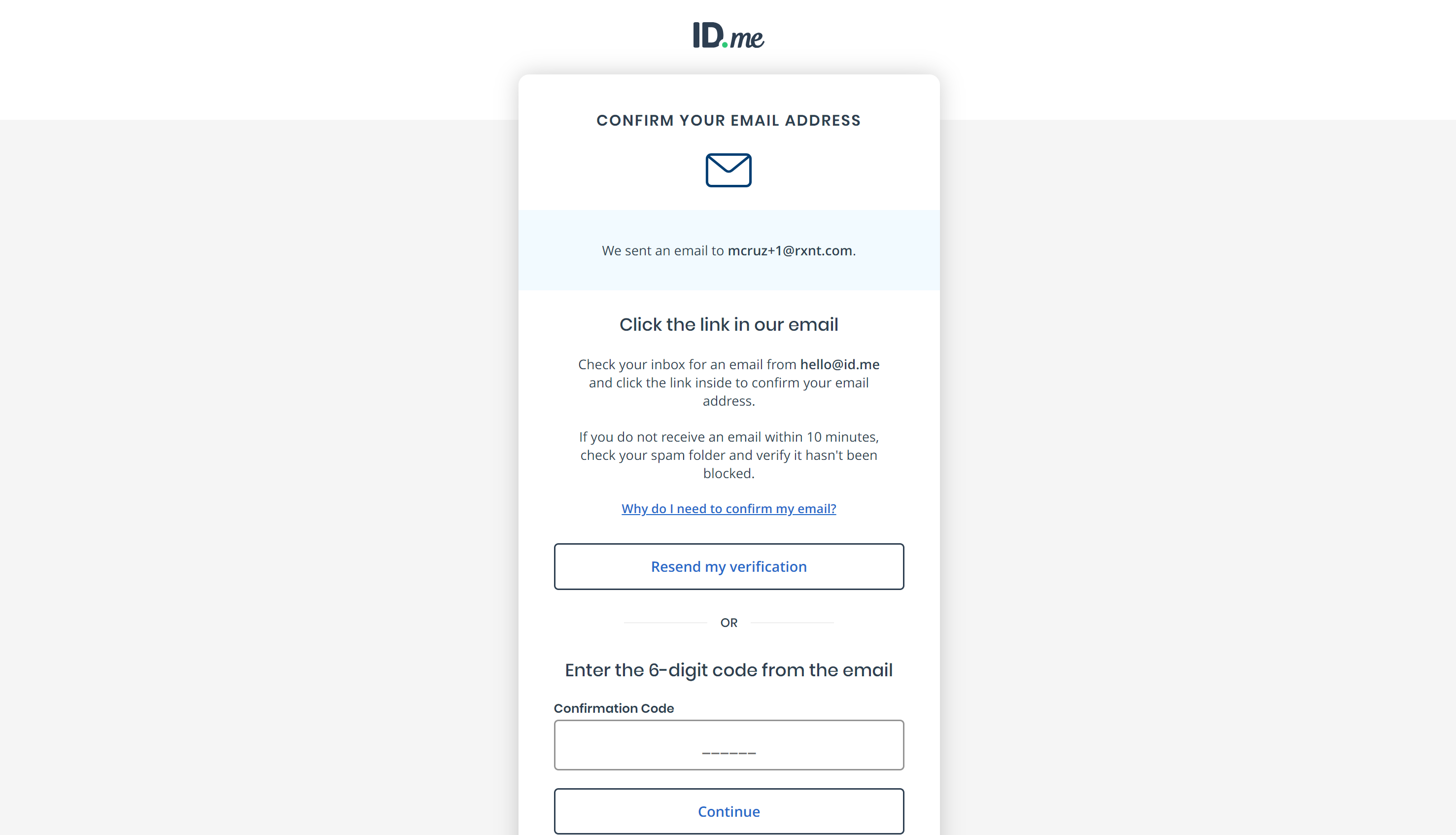 Confirm email address for creating ID.me account.png