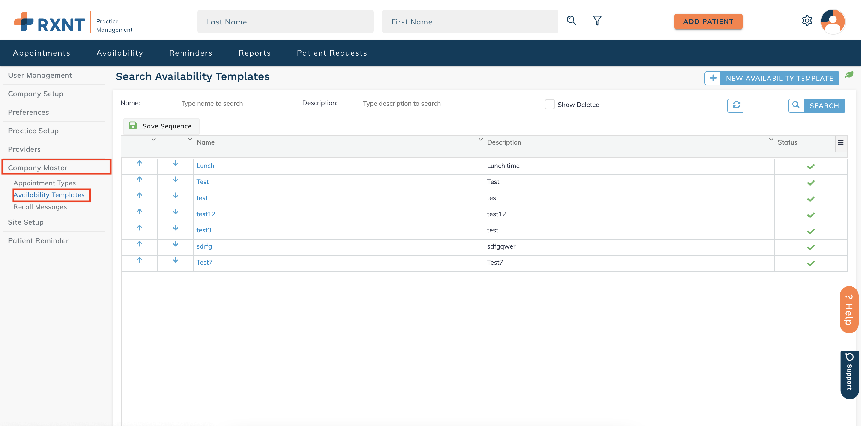 Appointment, Availability, and Recall Types – RXNT Client Resolution Center